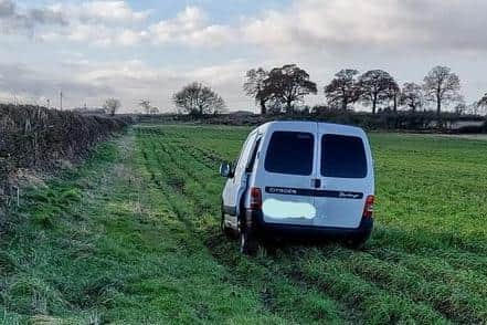 police found the stolen Ctroen van dumped in a country field two days after it was hijacked