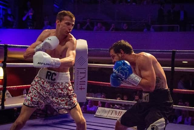 Ryan Conway (left) in action during his professional debut at The Deco