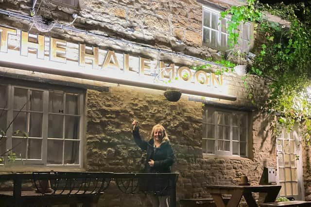Anne outside the Half Moon pub