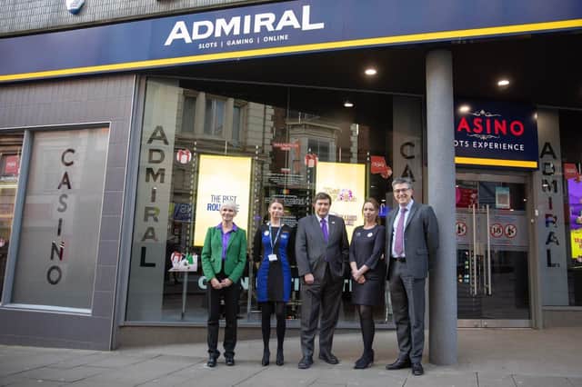 Andrew Lewer MP (middle) recently visited Admiral Casino in Gold Street, Northampton.