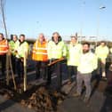 MPs Tom Pursglove and Peter Bone planted a Rowan tree in the centre of the roundabout