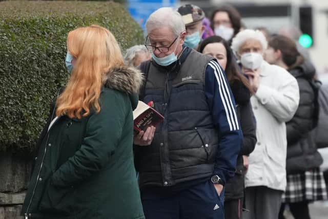 Queues were seen at vaccination clinics on Monday, like this one in Sheffield