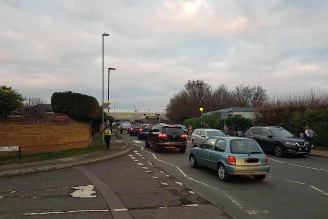 The traffic outside Simon de Senlis on Wednesday night.