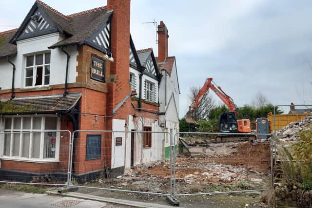The Bull in Harpole has had its side extension demolished