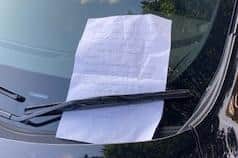 A note which was left on one rogue parkers car