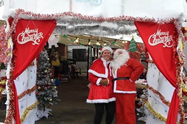The Santa's Grotto was set up outside of the Thomas A Becket pub in Northampton.