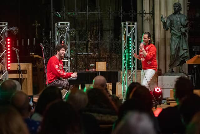 Billy Lockett performing at St Matthew's Church with Joe Payne. Photo by David Jackson.