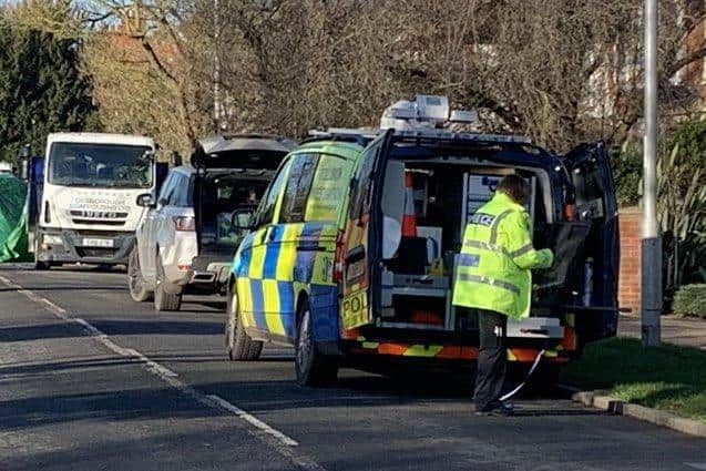 Police on the scene of the fatal collision