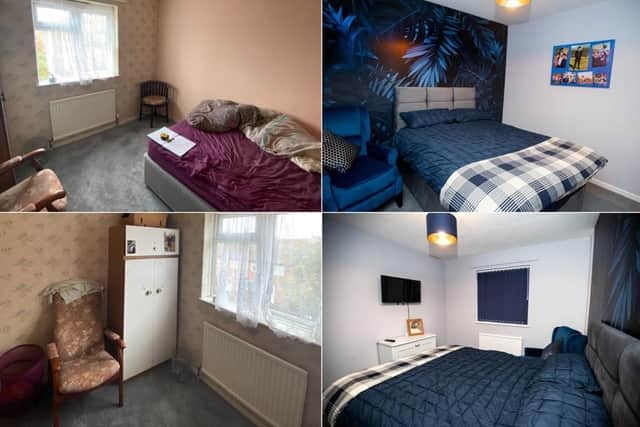 Bob's room before and after the renovation.