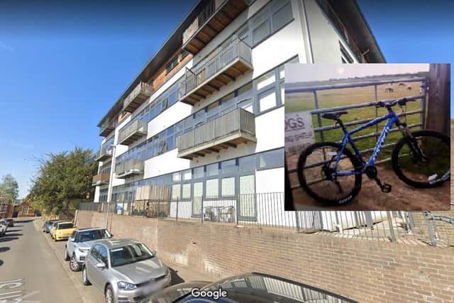 Queen Street Wellingborough and (inset) the stolen bike