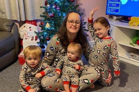 Sophie O’Ware celebrating Christmas with her three children - Autumn-Rose, Theodore and Olivia-Grace.