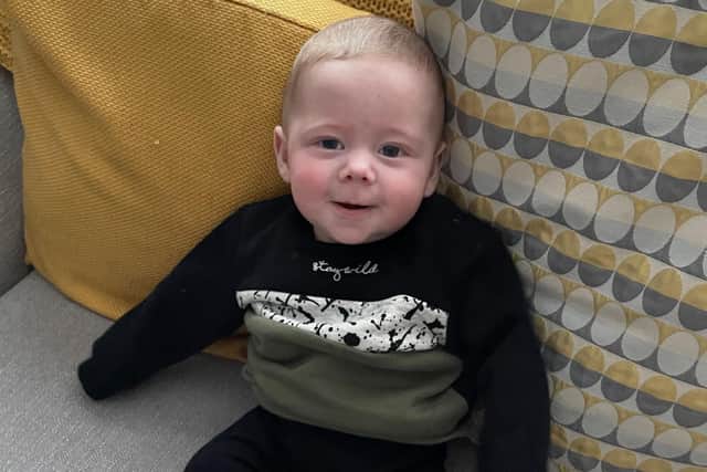 William can't wait to join his mum and dad for a couple of the daytime laps in his running buggy.