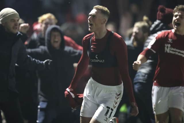Mitch Pinnock's goal triggered crazy scenes as home fans and players celebrated. Picture: Pete Norton.