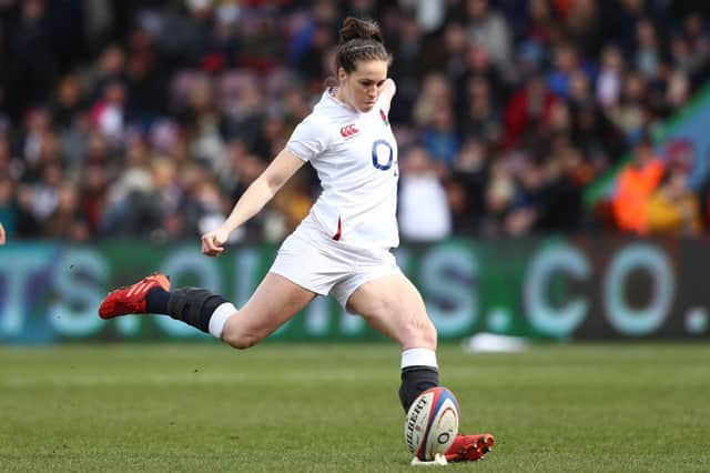 Emily Scarratt in action for England