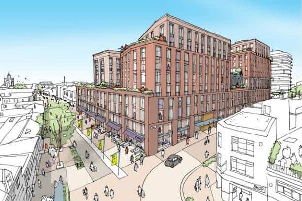 Plans for the former M&S store include flats and smaller retail units.