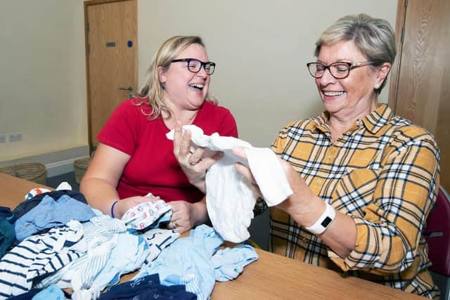 Volunteers, Rebecca and Elaine, at Baby Basics Northampton