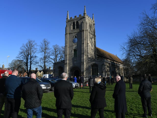 The funeral of Jason Cowling at St Thomas a Becket Church, Ramsey which was attended by a convoy of lorry drivers. Pictures: David Lowndes.