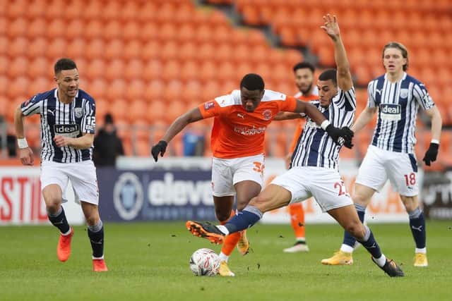 Bez Lubala in action for Blackpool.