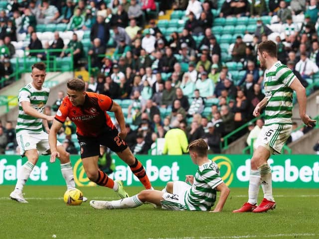 Louis Appere in action for Dundee United against Celtic. Picture: Pete Norton.