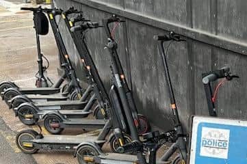 Private e-scooters seized in Northampton town centre.