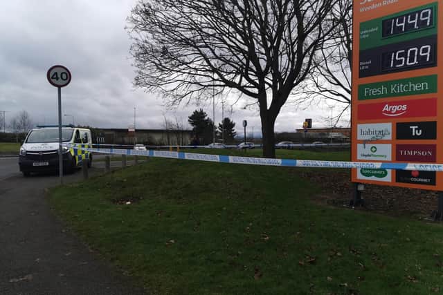 The area near Sainsbury's petrol station in Gambrel Road is still taped off today (Wednesday)