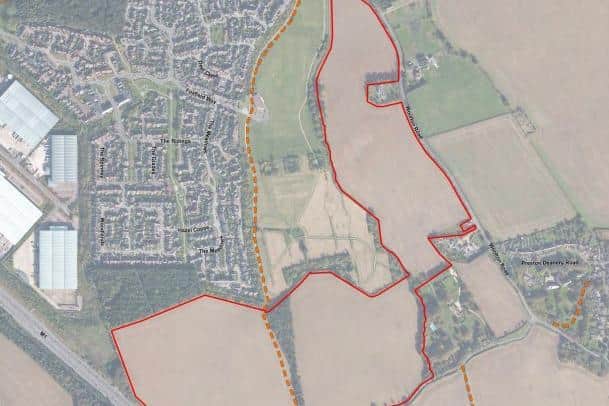 The homes could be built on land south of Grange Park, which is highlighted in red