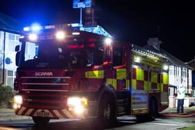 Four crews of firefighters tackled the blaze in Harborough Road North last night