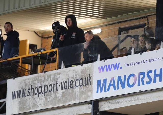 Jon Brady watched Saturday's game from the gantry.