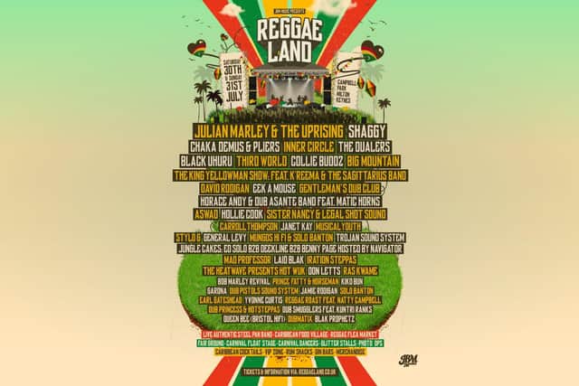 The line-up for the Reggae Land festival