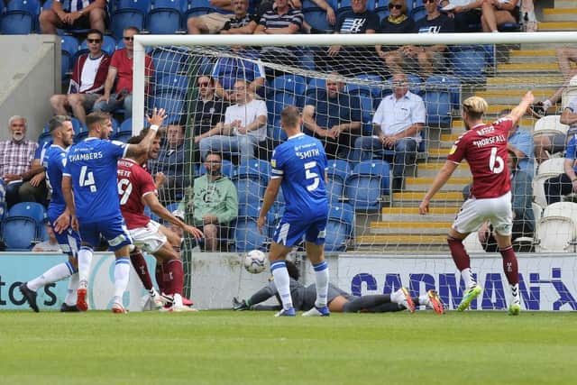 Jon Guthrie scored the only goal of the game when Cobblers played Colchester back in August. Picture: Pete Norton.