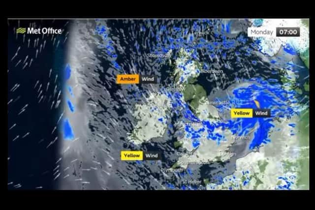 Met Office forecasts show Storm Franklin blowing through Central England during Monday's rush hour