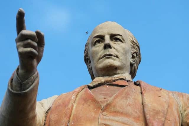 The statue of Charles Bradlaugh MP is at Abington Square in Northampton