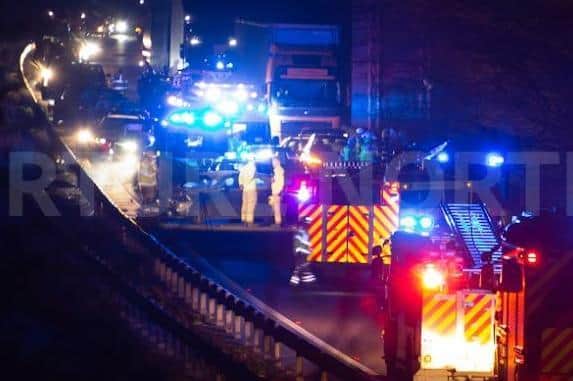 Emergency serevices at the scenes of last night's fatal crash on the A45 between Wellingborough Northampton. Photo: Aperturenorthampton.com