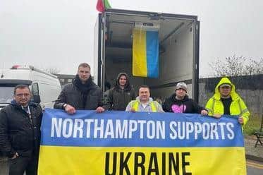 Volunteers at the donation in Tesco Express car park in Wellinborough Road