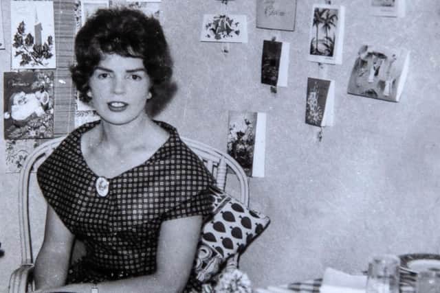 Jill pictured in a dress she made in Australia at Christmas in 1959.
