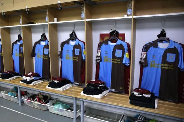 A bod to the past... the special 125th birthday kit all laid out in the Sixfields dressing room ahead of Saturday's clash with Tranmere Rovers (Picture: Pete Norton)