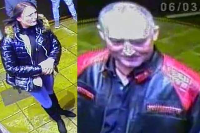 Police investigating a Wellingborough Road assault want to identify these two people. Photo: Northamptonshire Police.