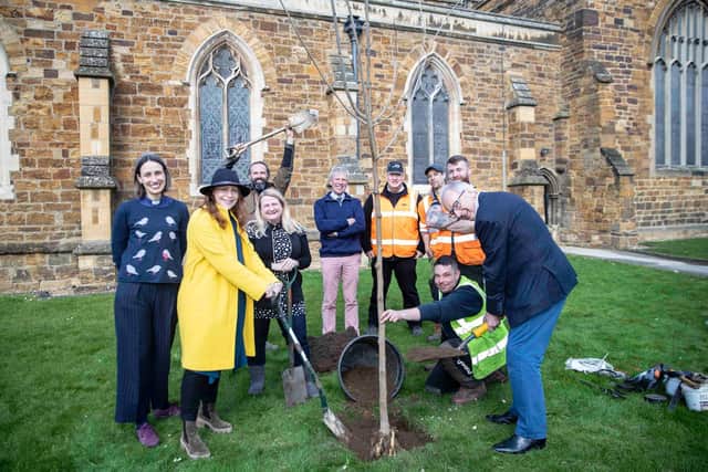 St Giles Community, Rotary, Save Our Street Trees and Northamptonshire's lead for the Queen's canopy scheme partnered up for the planting. Photo: Kirsty Edmonds.