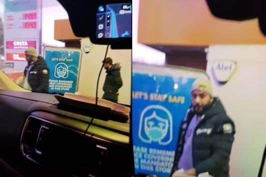 Police want to identify these two men spotted near an ATM at the Towcester Shell garage on January 13. Photo: Northamptonshire Police