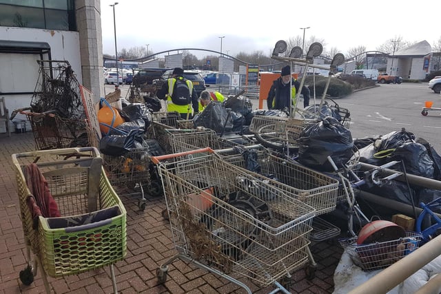 Volunteers collected 100 sacks of rubbish and more from the Grand Union Canal in Northampton.