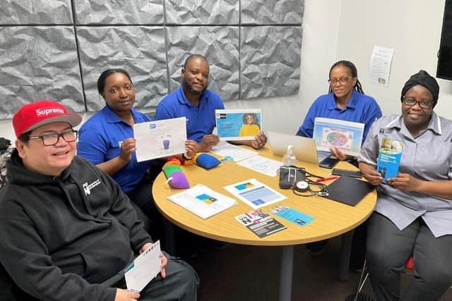 Robinson is pictured on the left with (from left to right) Olive Enane, Nii Armah, Monika Chinwadzimba and Eugenia Ndome.