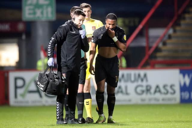Ali Koiki had to leave the field 26 minutes into the Cobblers' win at Stevenage on Tuesday night (Picture: Pete Norton)