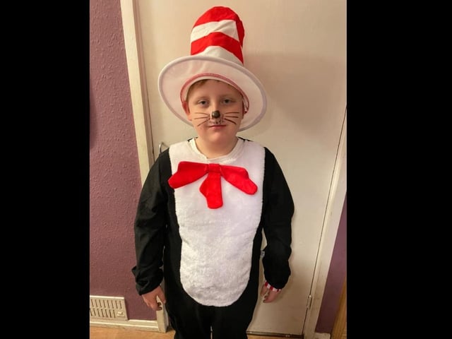 Leo, aged nine, dressed as The Cat In The Hat.