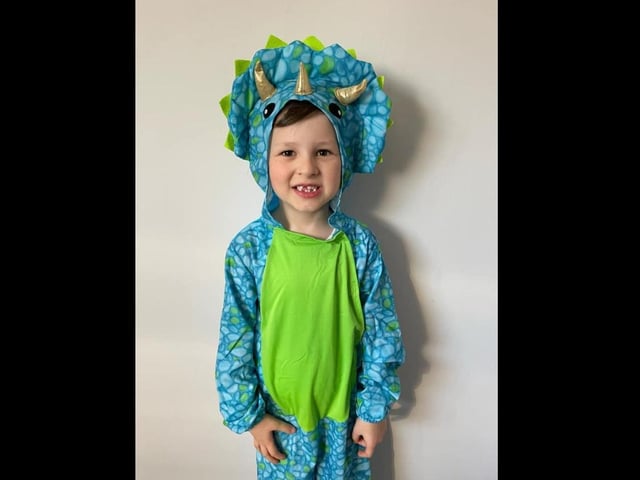 Kyron, aged six, is having a roaring time on Red Nose Day!