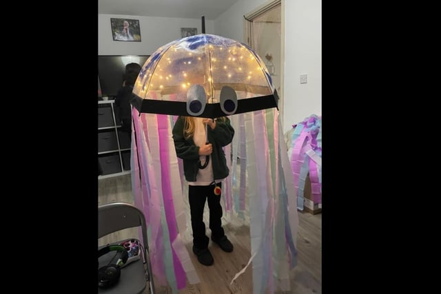 Sam, aged six, got especially creative with their jellyfish costume!