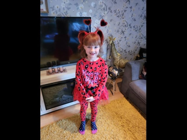 A delightfully spotty theme being displayed by five-year-old Esme.