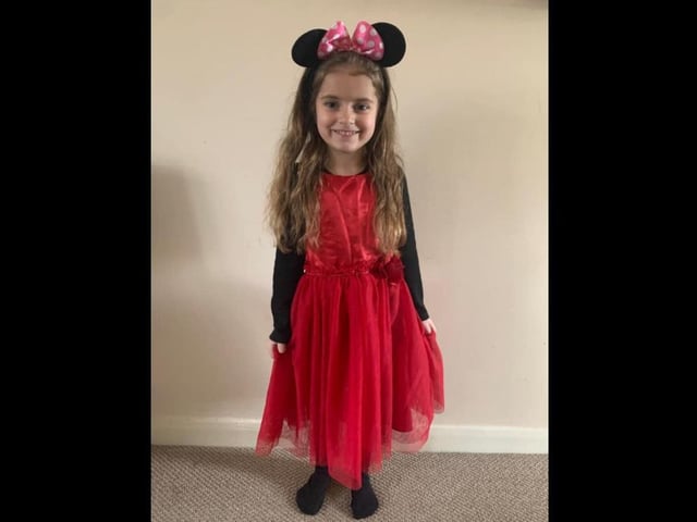 Esme, aged five, dressed as Minnie Mouse.