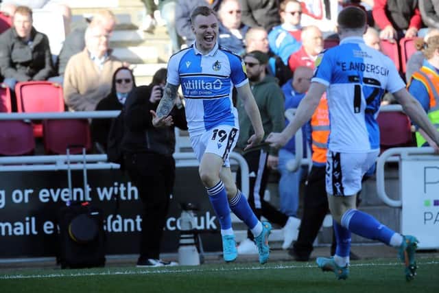 Harry Anderson celebrates the only goal of the game for Bristol Rovers