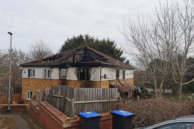 The aftermath of the Olden Road house fire in Rectory Farm on Sunday (March 20).  Photo: Logan MacLeod