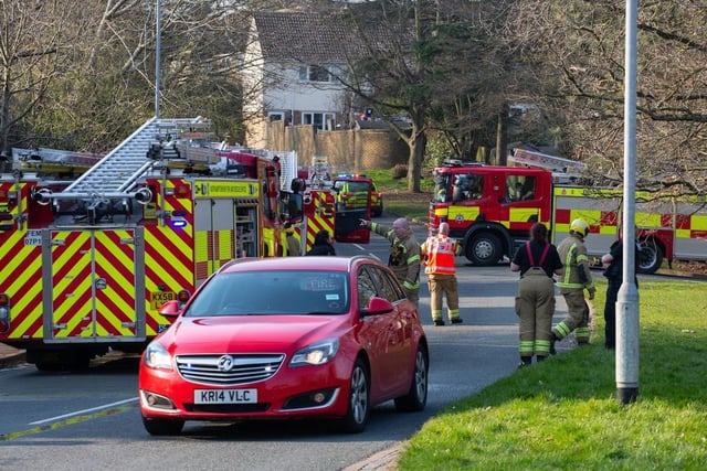 Emergency services respond to the Olden Road house fire in Rectory Farm. Photo: